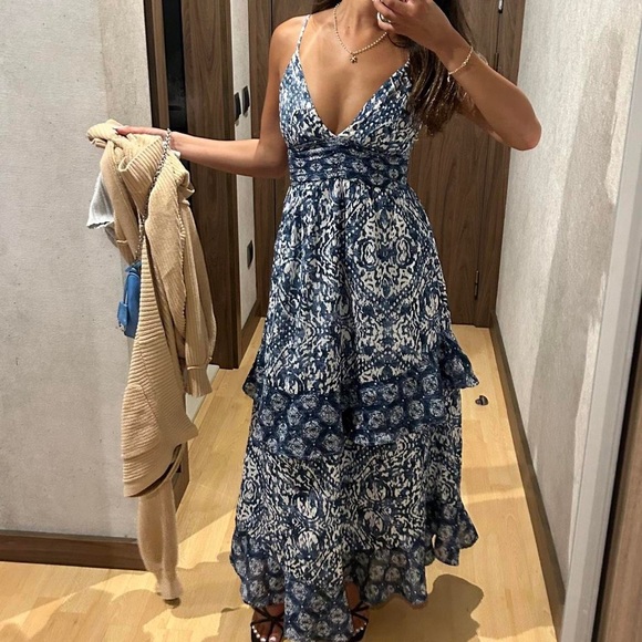 Abercrombie and Fitch Blue white tiered maxi dress Large Tall maxi v neck  is available for purchase on au PAY Market - Imported Goods Online Store  Co.Ltd. | au PAY Market -